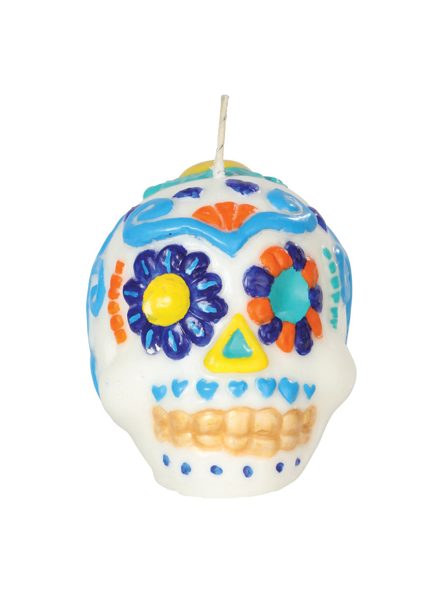 Vela Mexico Artesanal Calavera Detalles Parafina/Polimero Blanco/Multicolor