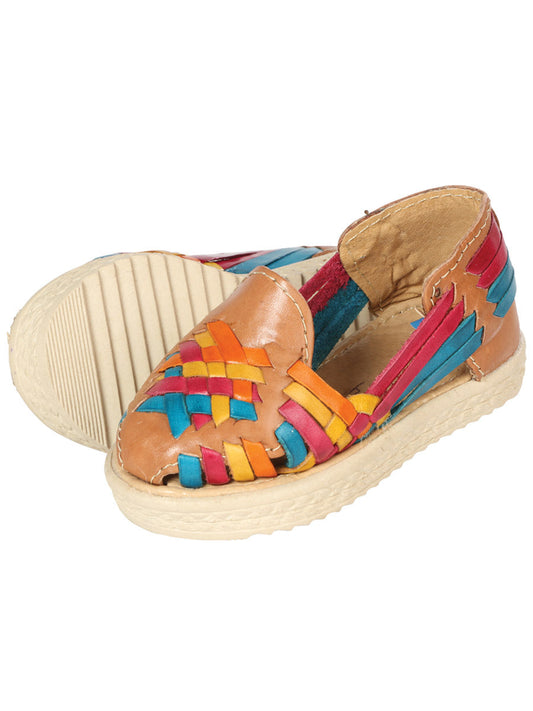 Huarache Mocasín de Niña México Artesanal en Piel Color Tan 603479