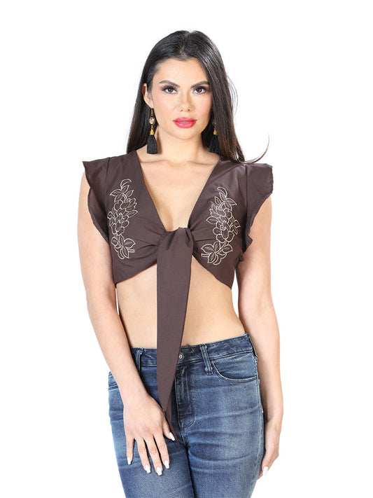 Chaleco de Mujer México Artesanal CHER001 Bordada Artesanal en 65% Poliéster 35% Algodón Color Café 603859