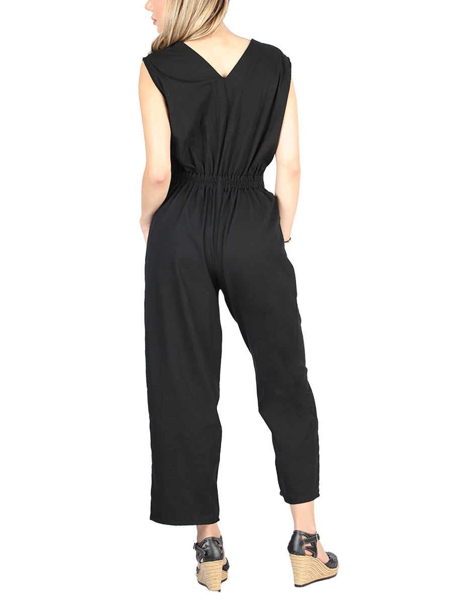 Artesanal Bordado Jumpsuit 100% Algodón Negro El General Bordada Charro Artesanal en 100% Algodón Color Negro 604047