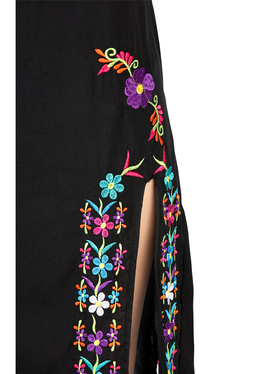Vestido de Mujer El General Bordada Charro Artesanal en 100% Algodón Color Negro 604054