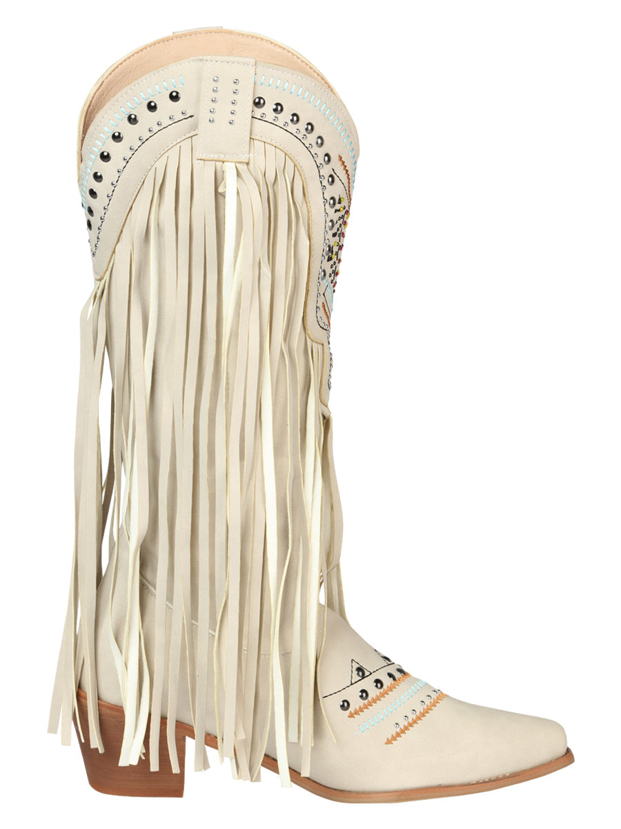 Bota Vaquera de Mujer El General Western Wear SYG-2710 en Piel Crazy Color Hueso 702038