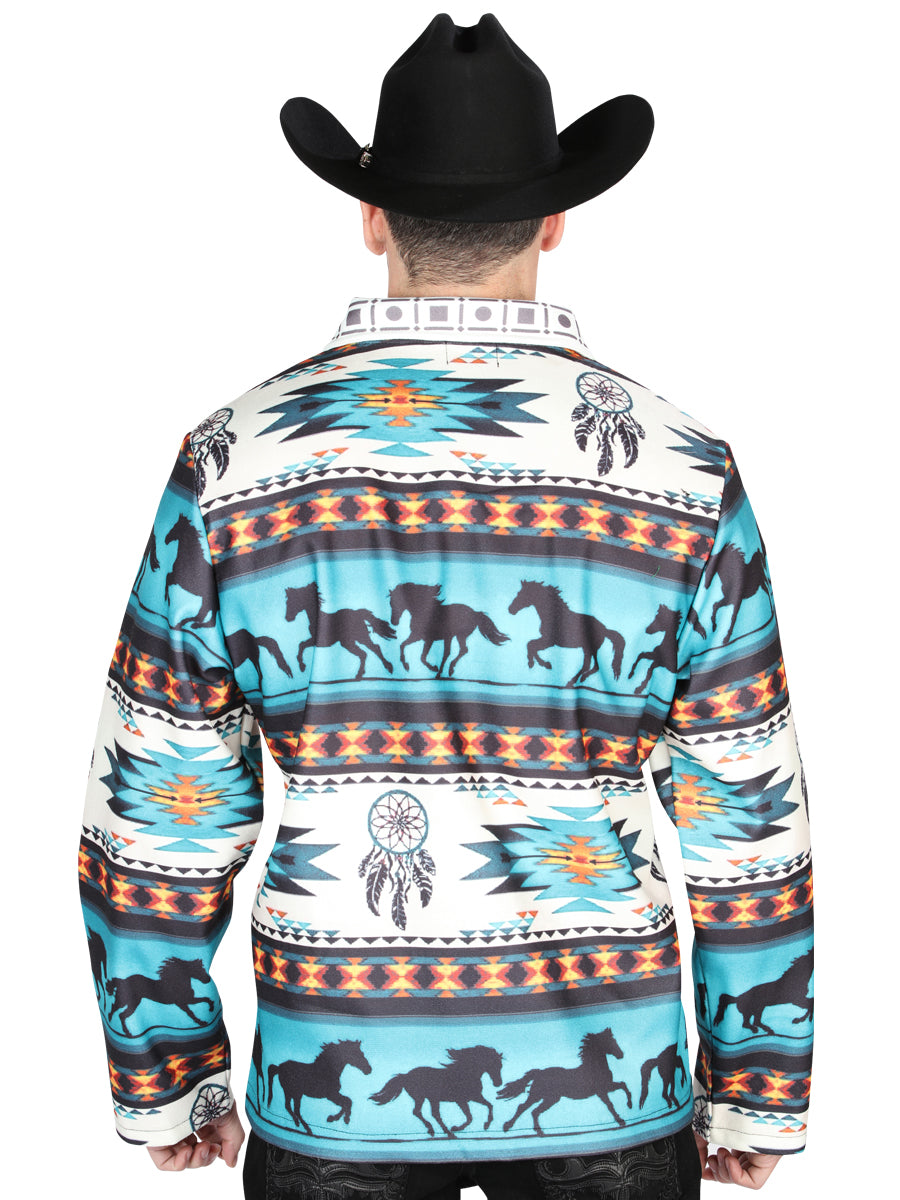 El General Chaqueta Western Wear Syg Tela Verde Azul