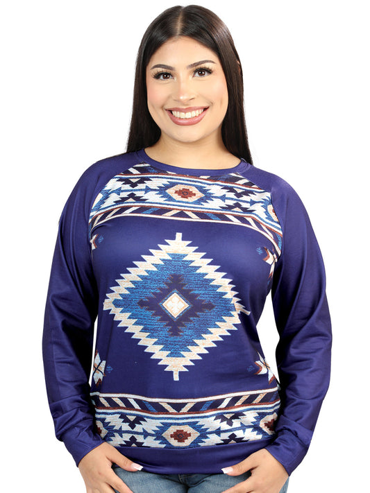 Camisa Vaquera de Mujer El General Western Wear SYG-1921 Manga Larga en Tela Color Azul 702064
