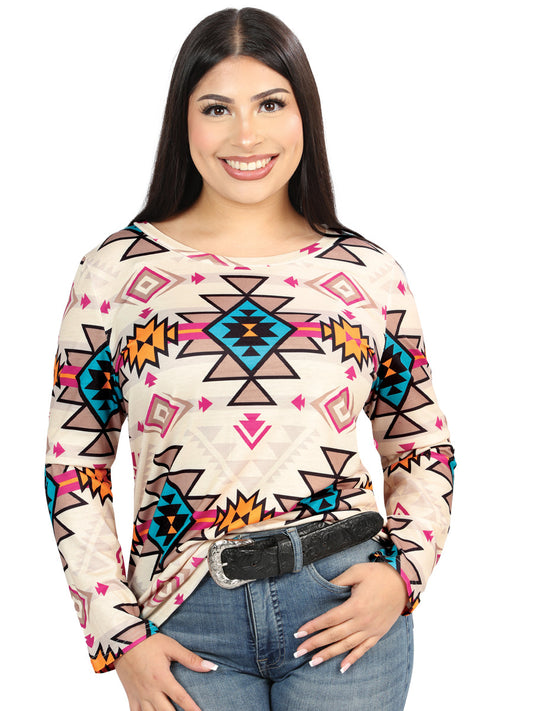 Camisa Vaquera de Mujer El General Western Wear SYG-1921 Manga Larga en Tela Color Beige 702065