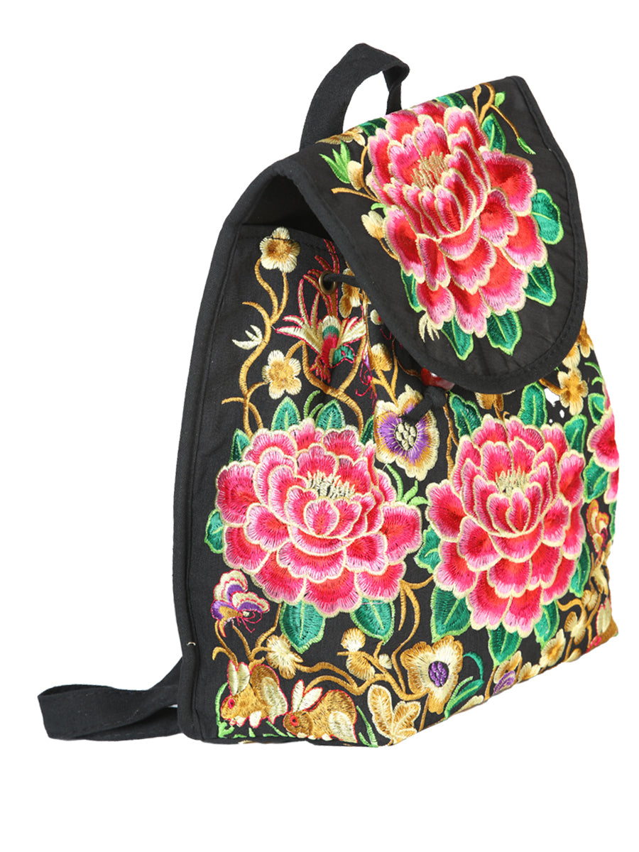 Bolsa de Mujer El General AC-111 Bordada en Tela Color Negro/Rosa 702170