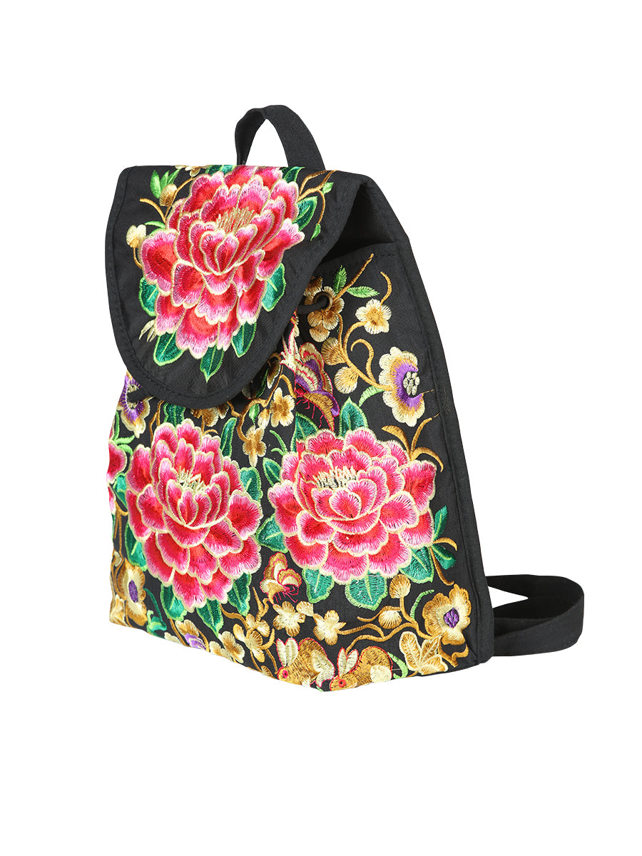 Bolsa de Mujer El General AC-111 Bordada en Tela Color Negro/Rosa 702170