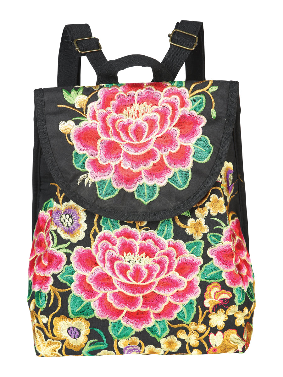 Bolsa de Mujer El General AC-111 Bordada en Tela Color Negro/Rosa 702170