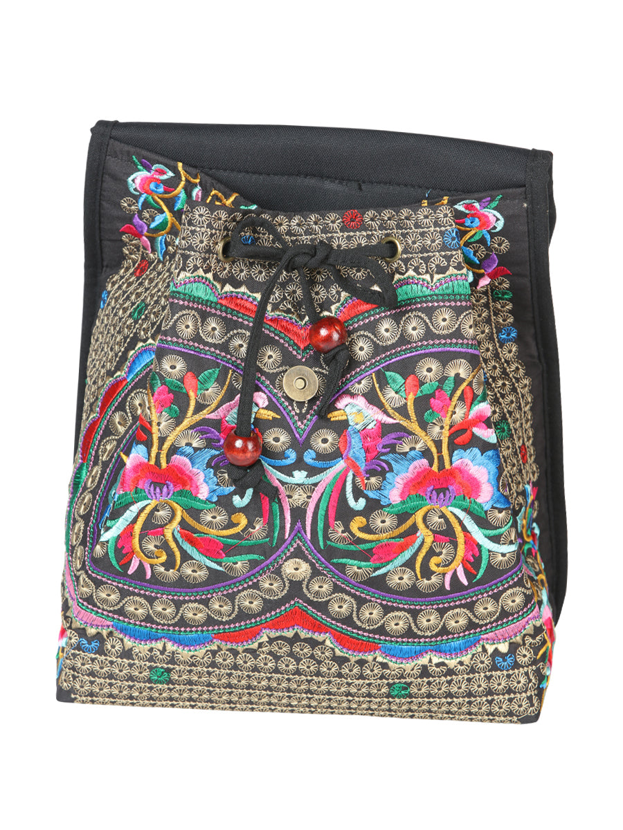 Bolsa de Mujer El General AC-115 Bordada en Tela Color Negro/Multicolor 702171