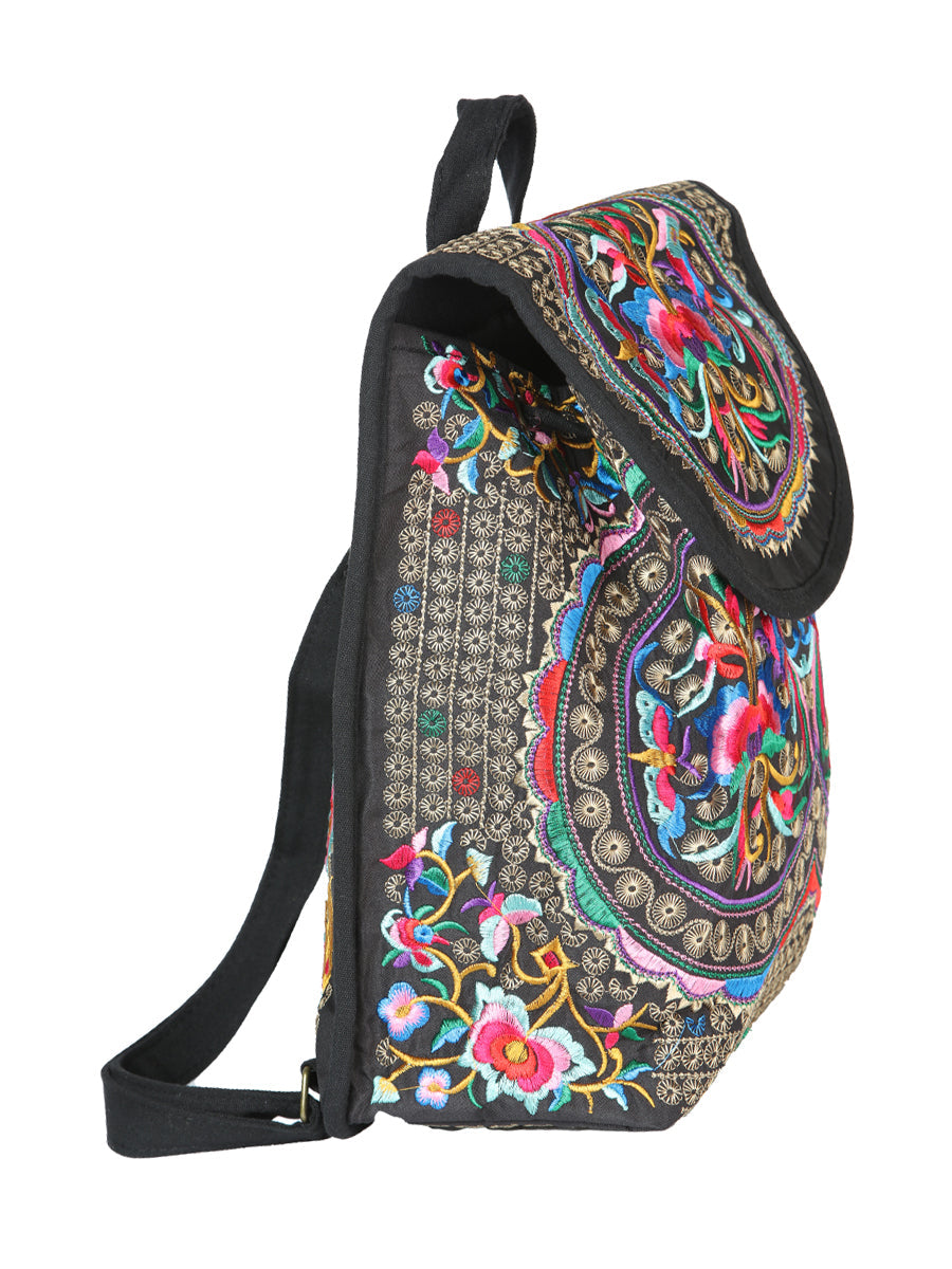Bolsa de Mujer El General AC-115 Bordada en Tela Color Negro/Multicolor 702171