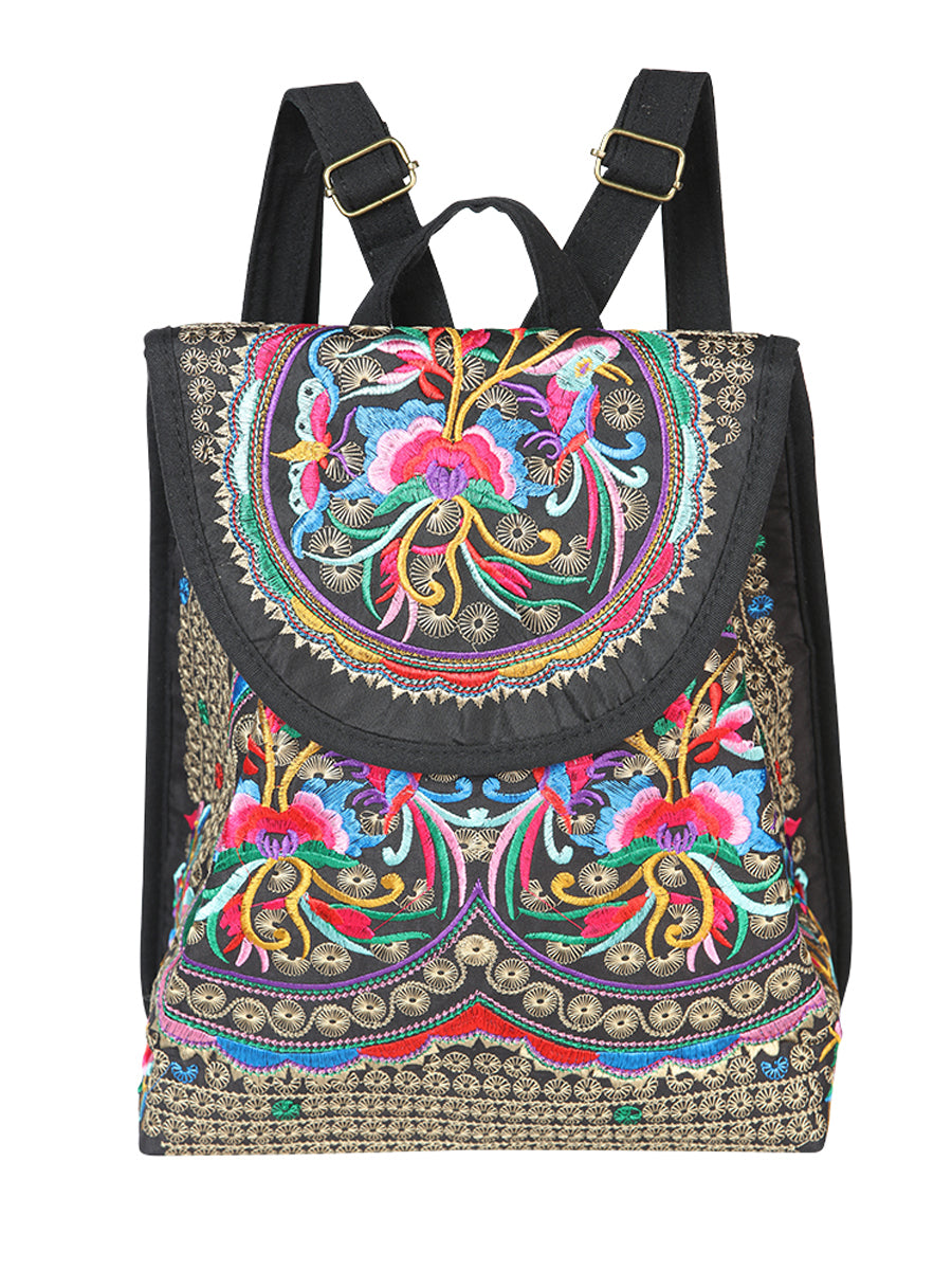 Bolsa de Mujer El General AC-115 Bordada en Tela Color Negro/Multicolor 702171