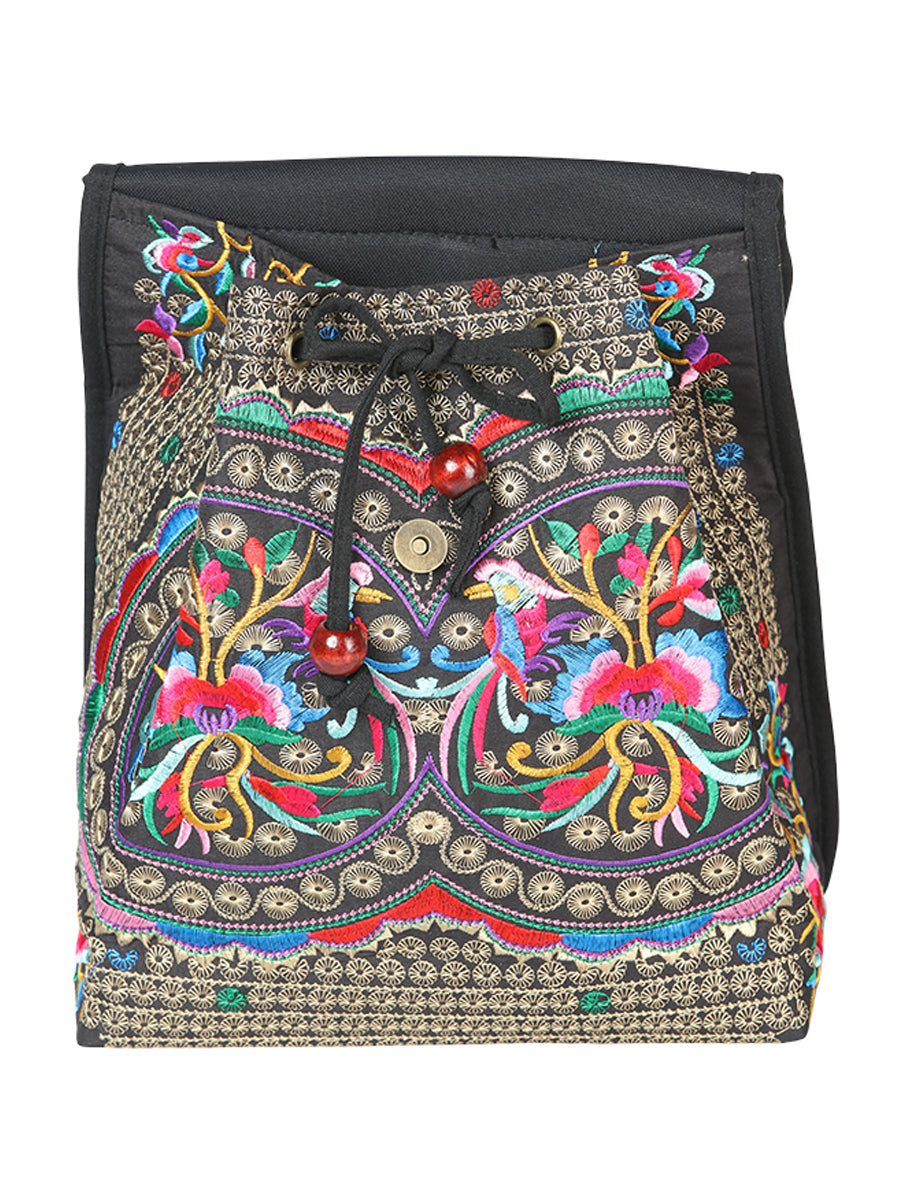 Bolsa de Mujer El General AC-115 Bordada en Tela Color Negro/Multicolor 702171