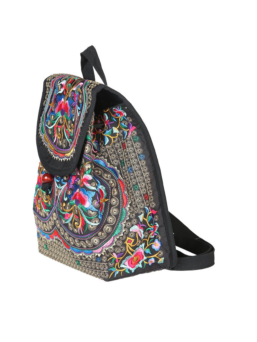Bolsa de Mujer El General AC-115 Bordada en Tela Color Negro/Multicolor 702171