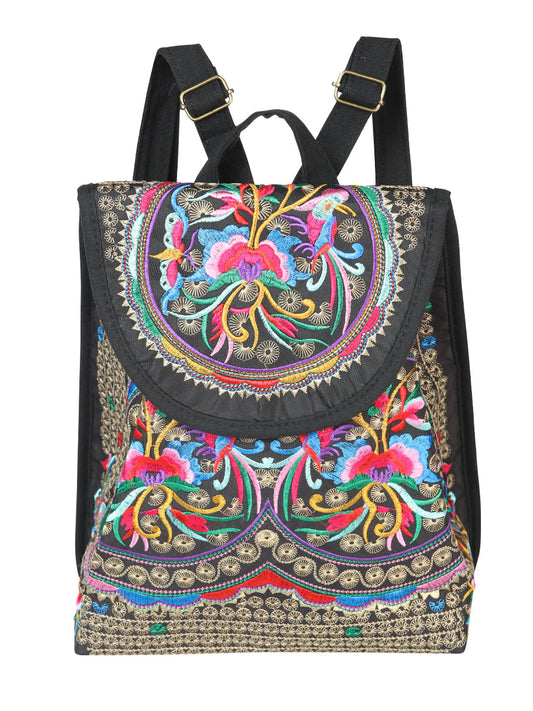 Bolsa de Mujer El General AC-115 Bordada en Tela Color Negro/Multicolor 702171