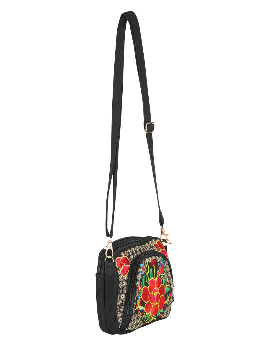 Bolsa de Mujer El General AC-130 Bordada en Tela Color Negro/Rosa 702173