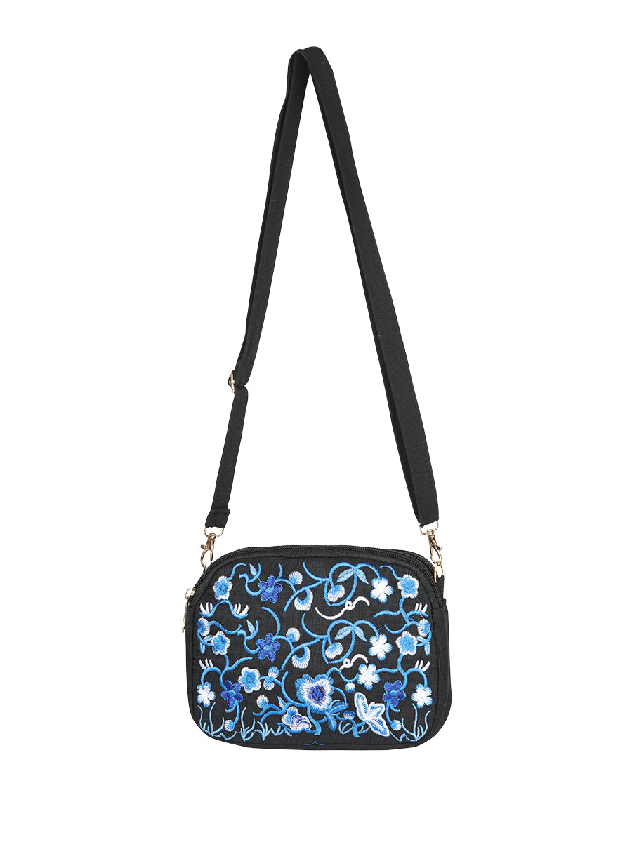 Bolsa de Mujer El General AC-131 Bordada en Tela Color Negro/Azul 702174