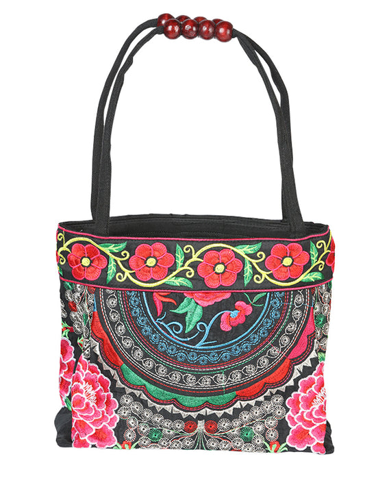 Bolsa de Mujer El General AC-139 Bordada en Tela Color Negro/Rosa 702176