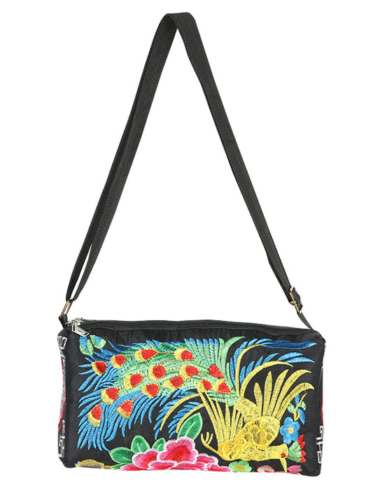 Bolsa de Mujer El General AC-311 Bordada en Tela Color Negro/Multicolor 702189