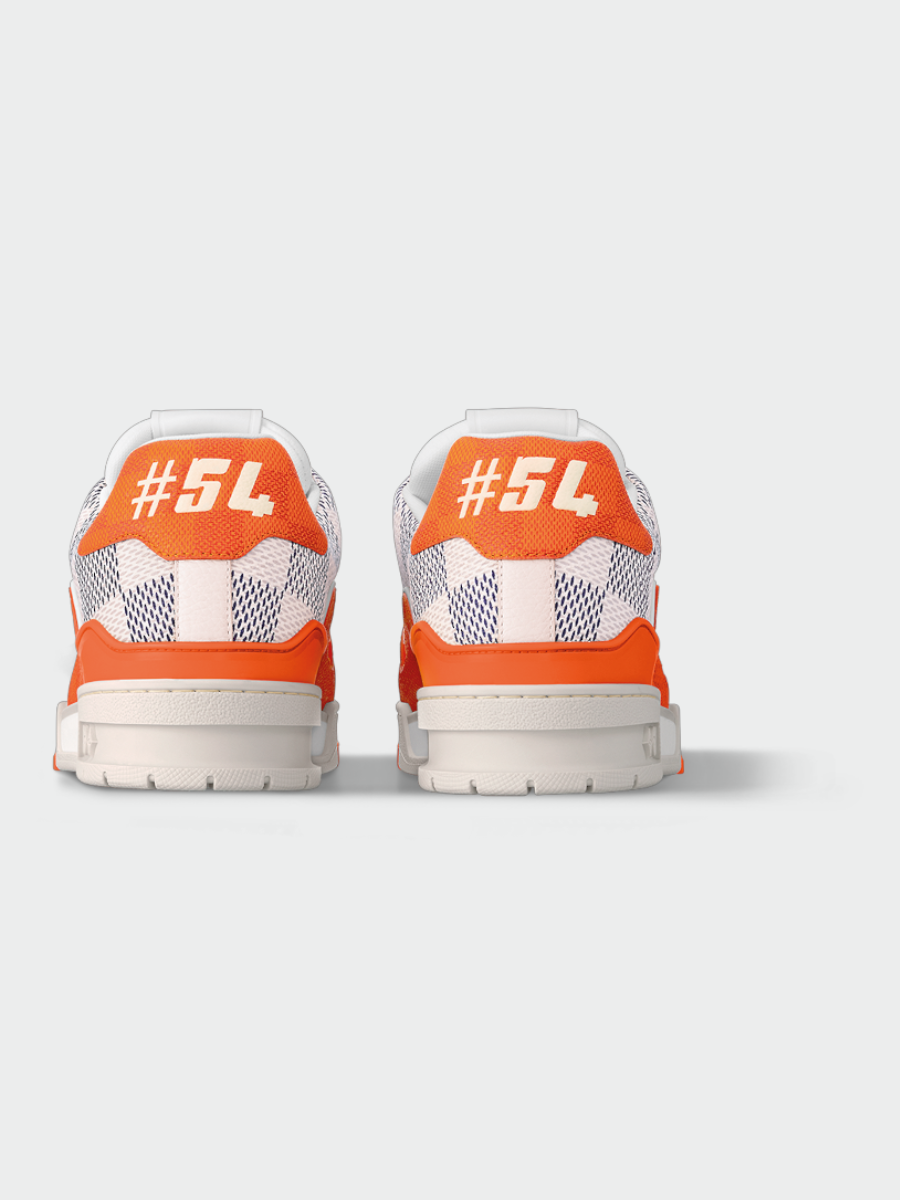 TENIS LOUIS VUITTON LV TRAINER DAMIER WHITE ORANGE