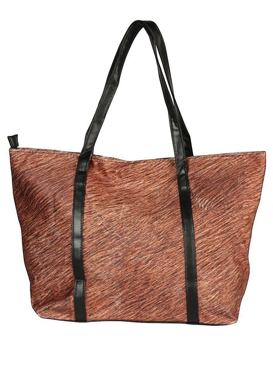 Bolsa de mujer RAVAC estilo western con estampado texturizado café y detalles en negro, ideal para look vaquero.