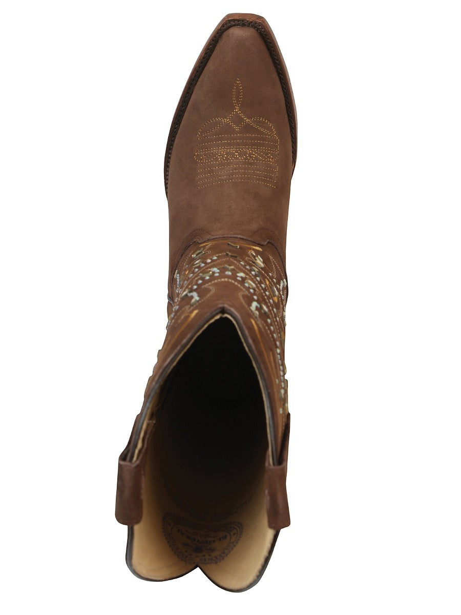 Bota vaquera de mujer RAVAC El General en color café con bordados detallados y punta afilada estilo western