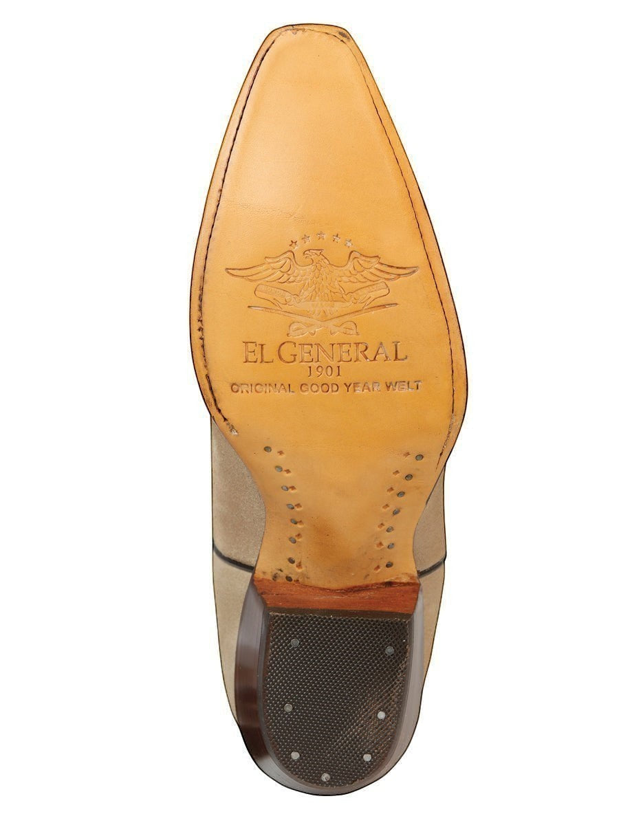 Suela de cuero de bota vaquera RAVAC El General con grabado de águila y construcción Goodyear Welt